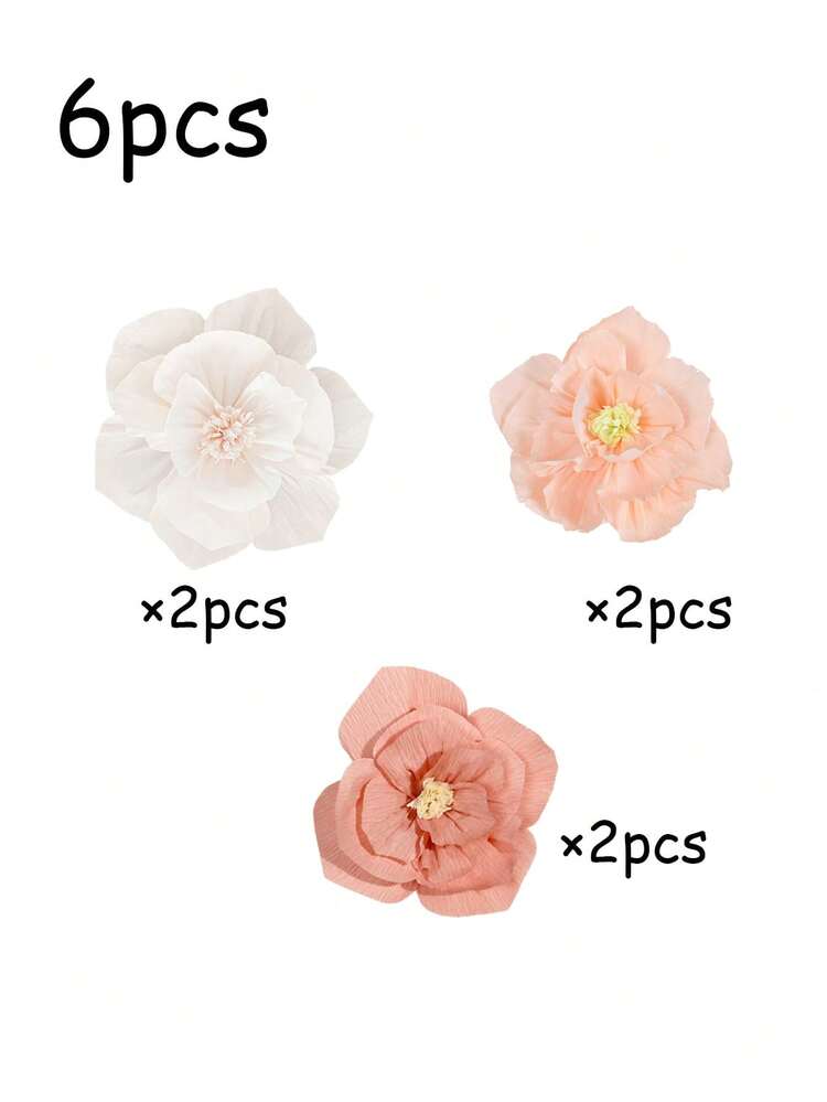 6 piezas de 20cm Flores de papel artificial blancas/rosas, decoración de fondo para bodas, decoración DIY para el Día de la Madre, suministros para fiestas al aire libre, decoración de cumpleaños, decoración de flores de papel para el hogar, adecuadas para decoración de bodas, cortinas, colgantes de techo, decoración de lámparas, arreglos florales de bodas, manualidades para fiestas - multicolor - Añade 10
