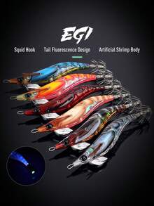 Kingdom Squid Bait EGI 1.8# 2.2# 2.5# 3.0# 3.5# 人工铅头诱饵慢沉鱿鱼钩海钓章鱼乌贼夜光 - 彩色 - 查看 2