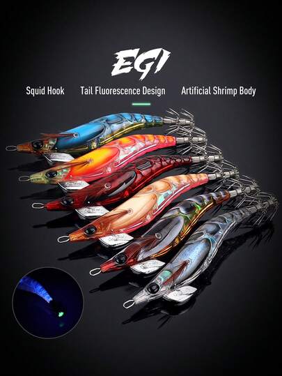  Kingdom Squid Bait EGI 1.8# 2.2# 2.5# 3.0# 3.5# 人工铅头诱饵慢沉鱿鱼钩海钓章鱼乌贼夜光