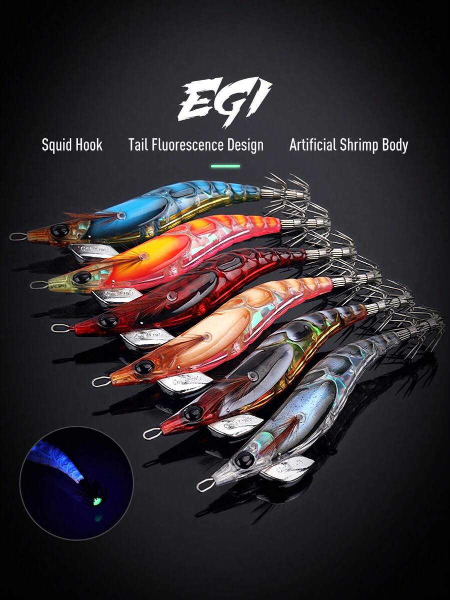 Kingdom Squid Bait EGI 1.8# 2.2# 2.5# 3.0# 3.5# 人工铅头诱饵慢沉鱿鱼钩海钓章鱼乌贼夜光