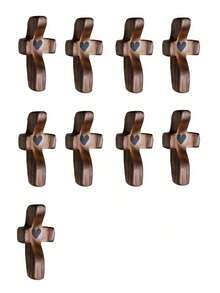 木质心形十字架，鼓励口袋十字架，祈祷礼物，教堂及复活节宗教礼物，缓解压力指环十字架，“愿上帝与你同在”励志礼物，用于祈祷和缓解焦虑，指尖玩具 - 彩色 - 查看 18