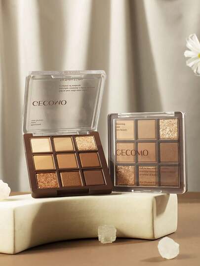 Paleta de sombras de ojos de 9 colores - Tonos tierra mate, iluminador luminoso, sombras de ojos puro brillo, paleta de sombras de ojos todo en uno para principiantes