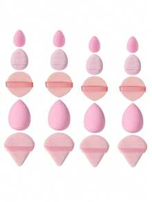 Set de herramientas de maquillaje de 5/10/20/30/40/50 piezas, incluye: 10 piezas de esponjas para base de maquillaje líquida + 10 piezas de esponjas mini para base de maquillaje líquida + 10 piezas de borlas triangulares para polvos (para polvos sueltos y fijación) + 10 piezas de borlas de cojín de aire (para maquillaje facial) + 10 piezas de mini borlas de cojín de aire (para corrector) - Rosa - Ver 9