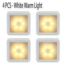 6 LED Motion Sensor Night Light, Smart PIR Sensor, Auto On/Off, Sensor Bedside Lamp, AAA Battery Powered, Easy Installation, Suitable For Bathroom, Bedroom, Hallway, Stairs, Cabinet, Garage - 6 LED Lights - View 14