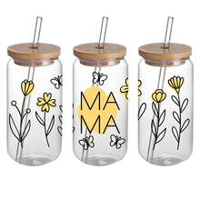 4pcs Mother's Day UV DTF Cup Stickers, Waterproof Self-Adhesive, Suitable For Mugs, Bottles, Cups, 16oz Glass Jar DTF Transfer Stickers, 3D Crystal Labels, Waterproof And Scratch-Resistant, DIY Cup Sticker Transfer Stickers - Multicolor - View 4