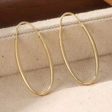 1 Pair Classic Minimalist Gold Hoop Earrings, Women's Daily & Party Jewelry, Creative Earrings Suitable For All Occasions, Perfect Holiday Gift - Gold - View 3