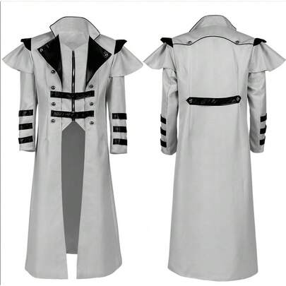 COS Retro Medieval Banquet Outfit With Zipper, Long Gothic Style, Long Costume For Stage Performance Cosplay, Role-Playing Outfit.