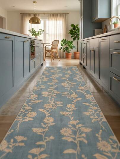 1 pièce Tapis de sol/tapis/paillasson/passage vintage à motifs floraux, rayures et botaniques. Tapis doux et lavable pour la salle de bain, la cuisine, l'entrée, le couloir, la chambre, le salon. Décoration polyvalente pour la maison.