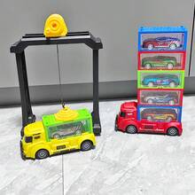 1辆货车、2辆带龙门吊的卡车+6个集装箱+12辆小汽车，理想的儿童生日礼物 - 紅色 - 查看 7