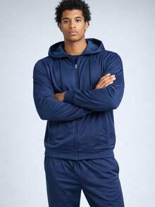 Men's Dry Fit Set For Cold Weather: Hoodie And Jogger Pants, Athletic/Gym - 海軍藍 01 - 查看 5