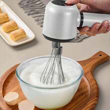 Handheld Electric Mixer, USB Rechargeable, 1200mAh Battery, 3 Speed Settings, 304 Stainless Steel Whisk, Suitable For Whipping Or Mixing Eggs, Butter, Cream, Essential Kitchen Tool - Multicolor - View 2