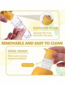 1pc Manual Juicer, Small Plastic Lemon Squeezer, Orange Juice Extractor, Fruit Juicer, Separator, Juicer, Fruit Press, Rotary Fresh Squeeze Filter - Multicolor - View 2