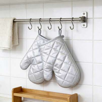 Microwave Oven Silver Plated Thick Insulated Gloves, Heat Resistant Kitchen Baking Pot Oven Gloves