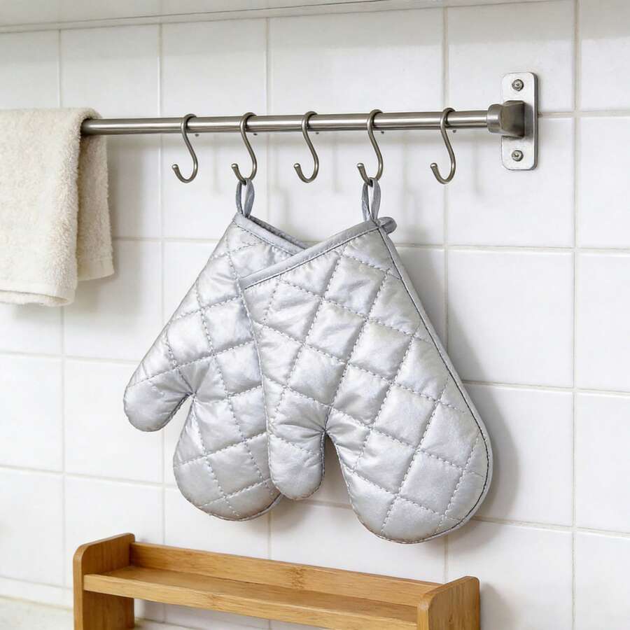 微波炉专用镀银加厚隔热手套，耐热厨房烘焙锅烤箱手套 - 彩色 - 查看 1