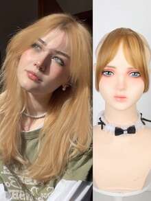 Extensiones de cabello con flequillo central y clips, flequillo francés oblicuo natural y sin costuras, ideal para uso diario, reuniones, verano, viajes de las mujeres. Incluye pinzas para el cabello y clips para fiestas. - Multicolor - Ver 15