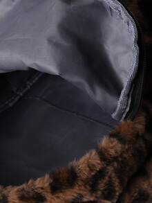 Allover Leopard Pattern Fluffy Backpack, Bag For School For College School Bag, School Backpack Large Capacity For Teen Girls Women College Students College, Middle School, High School, Outdoors, Travel, Outings, Back To School Back To School, Cute, Suitable For Teen Girls Women College Students Outdoors, Travel, Outings, Leopard Print Bag, Fall Winter Fashionable Cheetah Print Purse For Women ,University Bag , Beach - 棕色 - 查看 2