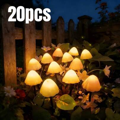 Cute Realistic Mushroom Solar Garden Decor Lights, 20 LED Mini Solar Ground Stake Lights, 8 Lighting Modes Solar Powered IPX4 Waterproof High-Quality Outdoor Landscape Lamps, Warm White/Colorful For Patio Lawn Path Easter Holiday Party, Perfect Gift