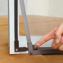 Magnetic Screen Sticky Type ( Full Set - ALL Frame ) DIY Insect Screen Magnetic Mosquito Net - Grey Net Brown Edge - View 3