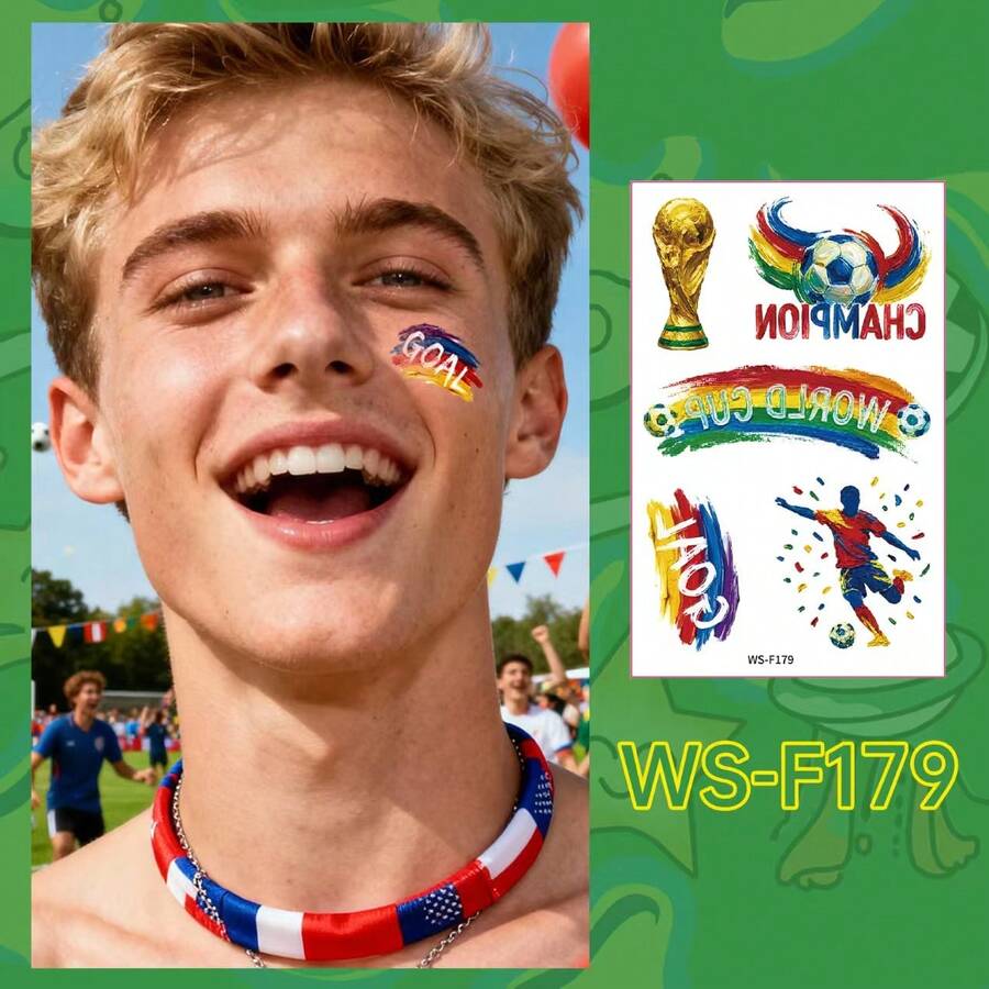 Tatuajes temporales de pintura facial para la Copa Mundial de la FIFA 2026, pegatinas de maquillaje de aficionado al fútbol para eventos de clubes, fiestas - Ver 1