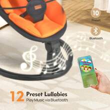 Baby Swings For Infants, Portable Baby Swing For Newborns With Bluetooth, Electric Infant Swing With 5 Speed Motions, 12 Soothing Melodies & Remote Control (Max 20 Lbs, Orange) - 美規A型插(110-127V) - 查看 3