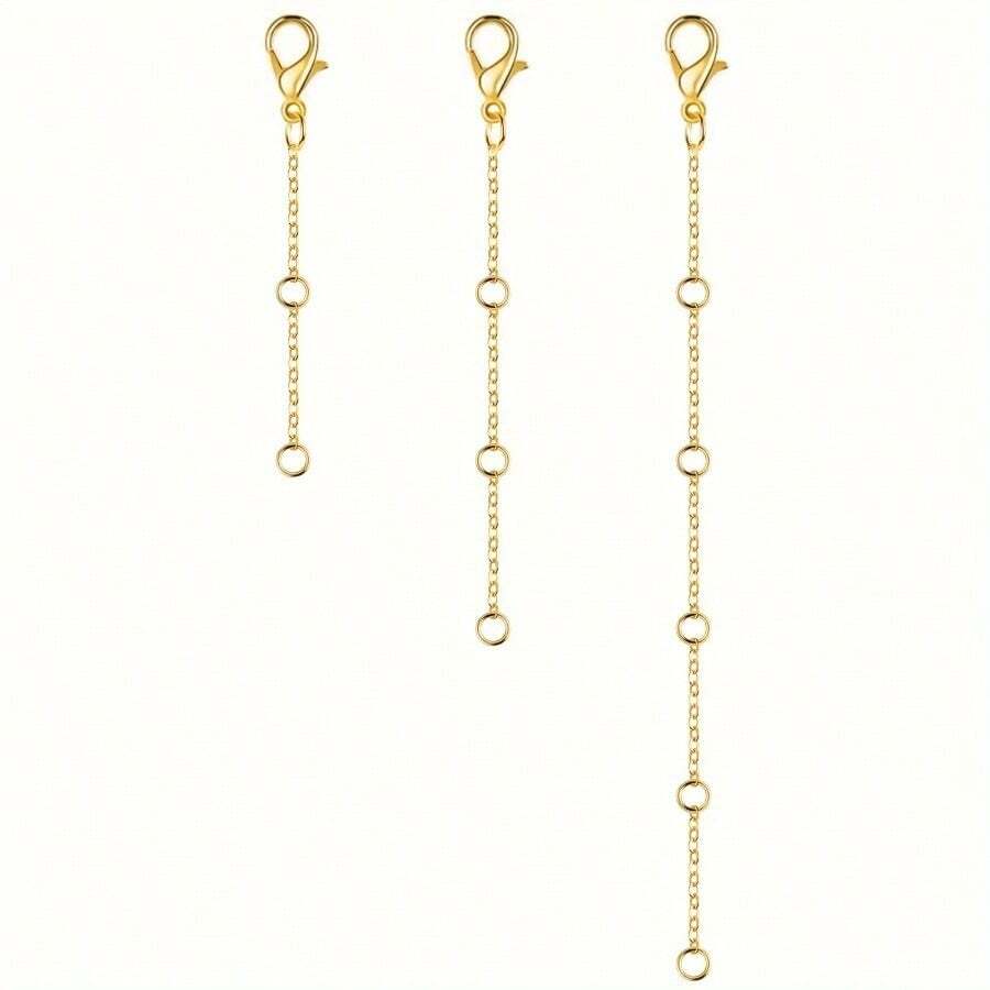 3-Piece Set Of Gold And Silver Stainless Steel Necklace Extenders, Bracelet And Anklet Extenders, Stainless Steel Extenders For Jewelry Making - 金三條紋 - 查看 1