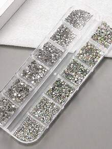 Multi-Size AB Crystal Rhinestone Nail Art Decoration Set, Flat Back Transparent Crystal Rhinestones DIY Nail Decor With Nail Wax Pencil, Tweezers And Other Nail Art Supplies - Multicolor - View 5