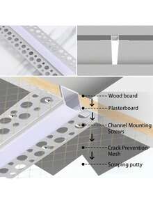 Kit de 18 Perfiles para Tiras LED | Sistema de Instalación Rápida en Cielo Falso | Decoración Moderna para Hogar - 18 piezas - Ver 2