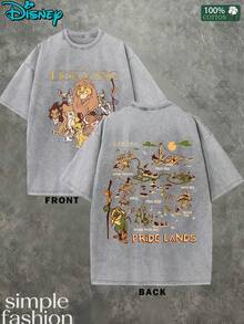 Men's T-Shirt "Land Of Pride" Map Reverbial Graphic Sweatshirt, Vintage Washed Casual Short Sleeve Top A Disneyland Must-Have. - Grey - View 1