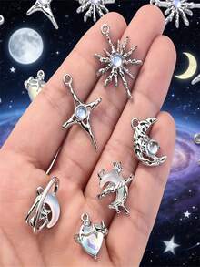 9/20/30/50/100 piezas Surtido aleatorio de colgantes de strass con forma de estrella, luna y corazón, decoración Y2K DIY para collares, pulseras y joyería - azul - Ver 6