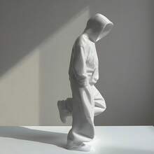1 Set Black & White Faceless Thinker Figurine, Plastic Decor, Perfect For Computer Desk, Entryway, Great Gift For Collectors Of Abstract Virtual Human Figures - Multicolor - View 7