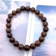 Men's Wooden Tiger Skin Sandalwood Bracelet 1 Pc - Coffee Brown - View 3