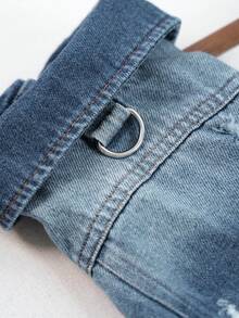 1pc Pet Jacket Coat, Dirt-Resistant Durable Fashionable Small Dog Clothes - Cool Jacket - Blue - Blue - View 7