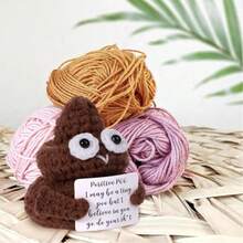1pc Mini Fun Poop, Fun Hand-Woven Wool Poop Doll Creative Cute Poop Toy Birthday Party (Brown) - Multicolor - View 4