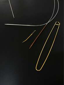 Bộ 3 kim đan tròn, kim đan áo len, tổng chiều dài 80cm, kim đan tròn bằng thép không gỉ 3.0mm + kẹp giữ mũi + kim khâu len, dụng cụ may vá, thích hợp cho các dự án thủ công bằng len và DIY. - Bộ kim đan tròn - Xem 7