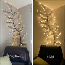1pc Artificial Willow Branch Christmas Fairy Lights, 96 LED, 1.8m/5.9ft, LED Climbing Wall Lights, 8 Lighting Modes, Indoor Outdoor Garden Party Use, USB Powered - Warm white light - View 6