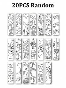 32张DIY可涂色书签，心形内页 - 适合成人、教师和爱书人士 - 简约涂色书签，可作为阅读奖励，适用于书籍、日记和计划本的页面标记 - 彩色 - 查看 9