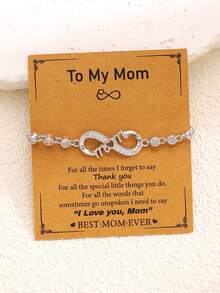 Minimalist Infinity Symbol Letter Adjustable Pull Bracelet, Copper Inlaid Diamond, Women's Chain Bracelet, Suitable For Daily, Festival And Casual Wear, Commemorative Gift For Friends, Sisters, Family, Jewelry Accessory - Silver - View 16
