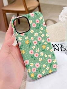 1个清新绿色花卉波点粉色亮面二合一硬壳手机壳，兼容三星/兼容 11/12/13/14/15/16/17 Pro Max - 彩色 - 查看 2