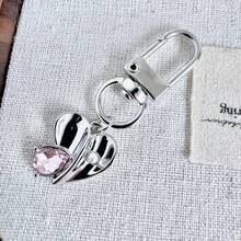 1个Y2K风格金属水钻太阳爱心飞机钥匙扣，少女风水钻不对称爱心吊坠，闺蜜礼物，包包挂饰 - 彩色 - 查看 10