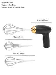 1pc Rechargeable Wireless Hand-Held Electric Milk Frother, 3 Speed Settings, Includes 2 Detachable Whisk Attachments, Suitable For Whipping Eggs, Mixing Milk, Coffee, Hot Chocolate And Cappuccino - Multicolor - View 10