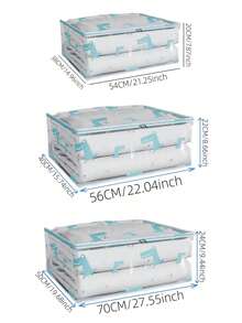 1 件可爱卡通熊透明收纳袋婴儿衣服收纳袋防潮防尘毯子搬家包装袋爱心情人节 - 透明 - 查看 22