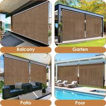 HDPE Shade Cloth For Vertical Awning, Aluminum Tube With Wireless Crank Operation, Vertical Awning, HDPE Shade Cloth For Patio Pergola, Balcony Awning - 咖啡色 - 查看 4