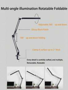 Đèn bàn LED bảo vệ mắt, 10 mức độ sáng, 3 chế độ chiếu sáng, cần đèn linh hoạt, đèn bàn học tập có kẹp, cổng USB, đèn bàn máy tính. - USB - Xem 10