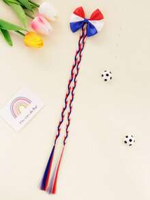 1pc High-Quality National Flag Color Braid Hair Clip, Cute & Cool Braided Hairpin For Fans, Party, Team Cheering Performance Decoration - Multicolor - View 4