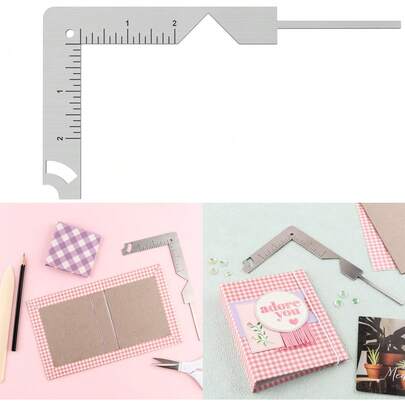 5-In-1 Book Cover Making Tool - Sturdy Cardboard Cover, Book Binding Ruler And Stainless Steel Tools