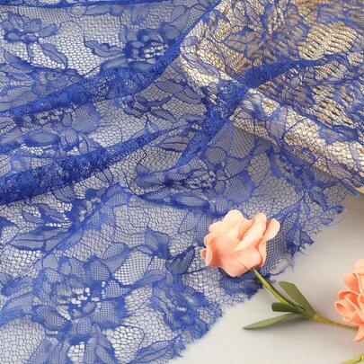 1pc, Flower Lace Fabric Stretch Mesh Lace Fabric - Elastic Lightweight Soft Wedding Draping Fabric For Dressmaking Sewing DIY Crafts, Curtain Home Decor