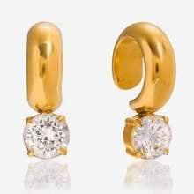 VKHK 1 Pair 18K Gold Plated Stainless Steel Zirconia Decorated Clip-On Earrings, Suitable For Women's Daily And Party Wear, Gift - Ear Clip - View 5