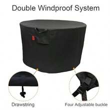 Funda impermeable para hoguera redonda 600D resistente y negra se adapta a chimeneas de leña de 36 a 43 pulgadas parrilla de hoguera o proceso de bricolaje de anillo de hoguera L 44 pulgadas de profundidad x 24 pulgadas de alto - Negro - Ver 3