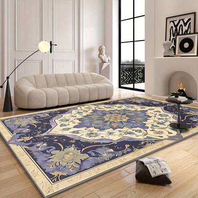 1 件波西米亚风格曼陀罗花卉图案地毯。天鹅绒材质，重约 850 克，厚约 0.6 厘米。地毯耐磨、防滑、易于清洁。多种尺寸可选。适用于厨房/客厅/餐厅/卧室/阳台/浴室/书房。是家居装饰的理想之选。