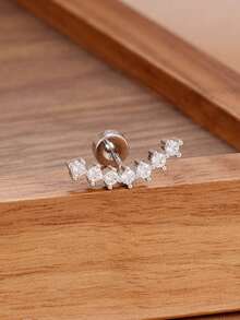 3pcs/Set 16G Flat Cartilage Earrings, Ear Piercing Jewelry, Women's Stainless Steel Zirconia Ear Cartilage Helix Piercing Accessories, Flower Spiral Earring Set - Silver Stud Earring - View 3